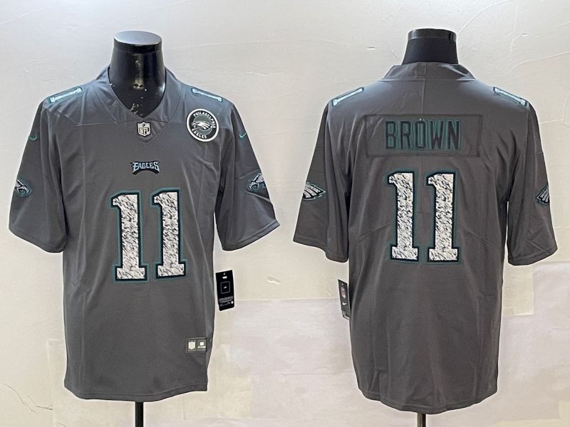 Men Philadelphia Eagles #11 Brown Grey 2025 Nike Vapor Limited NFL Jersey style 3